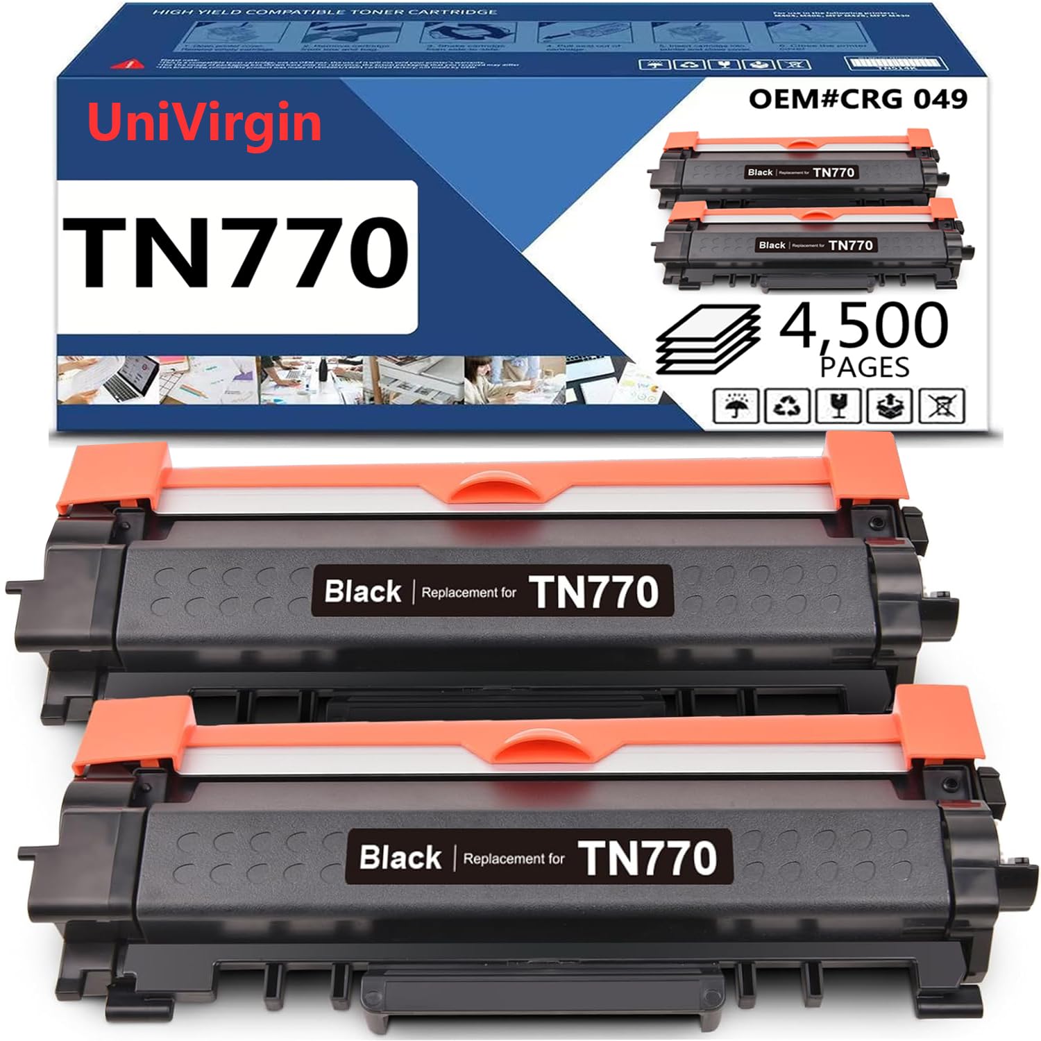 4-Pack Compatible TN770 Toner Cartridges For Brother Printers - Works With MFC-L2750DW, HL-L2370DW & More