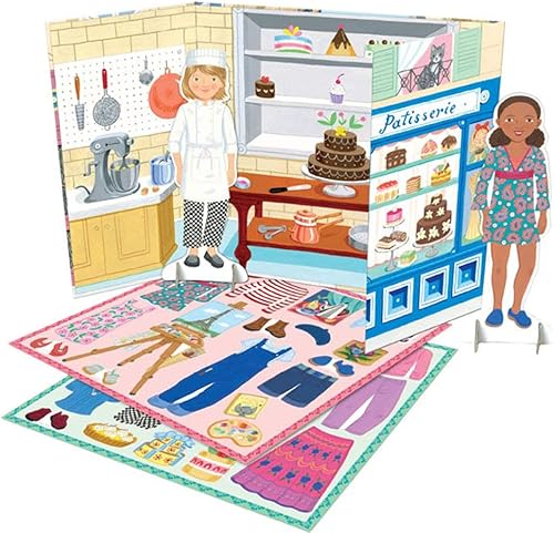 Miniatura 2 de eeBoo: Juego de muñecas de papel reutilizables de panadero y pintor, permite la creatividad y la imaginación, tablero resistente, para edades de 5