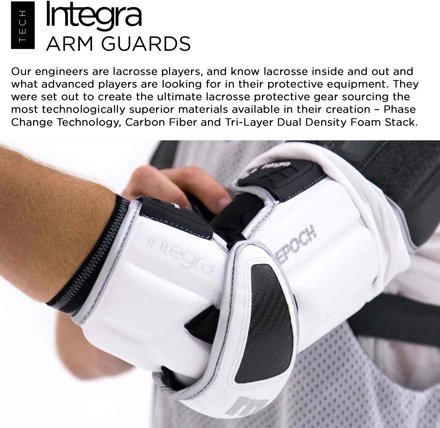 Epoch Integra Lacrosse Arm Guards for Attackmen with Dual Density Foam, Medium, White : Sports & Outdoors