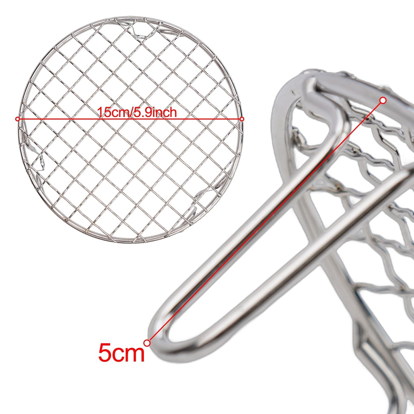 Rete per Griglia da Barbecue Tonda, Griglia da Campeggio in Acciaio Inox con Gambe, Griglia per Barbecue con Vassoio da Forno per Friggitrice ad Aria e Barbecue (15 cm)