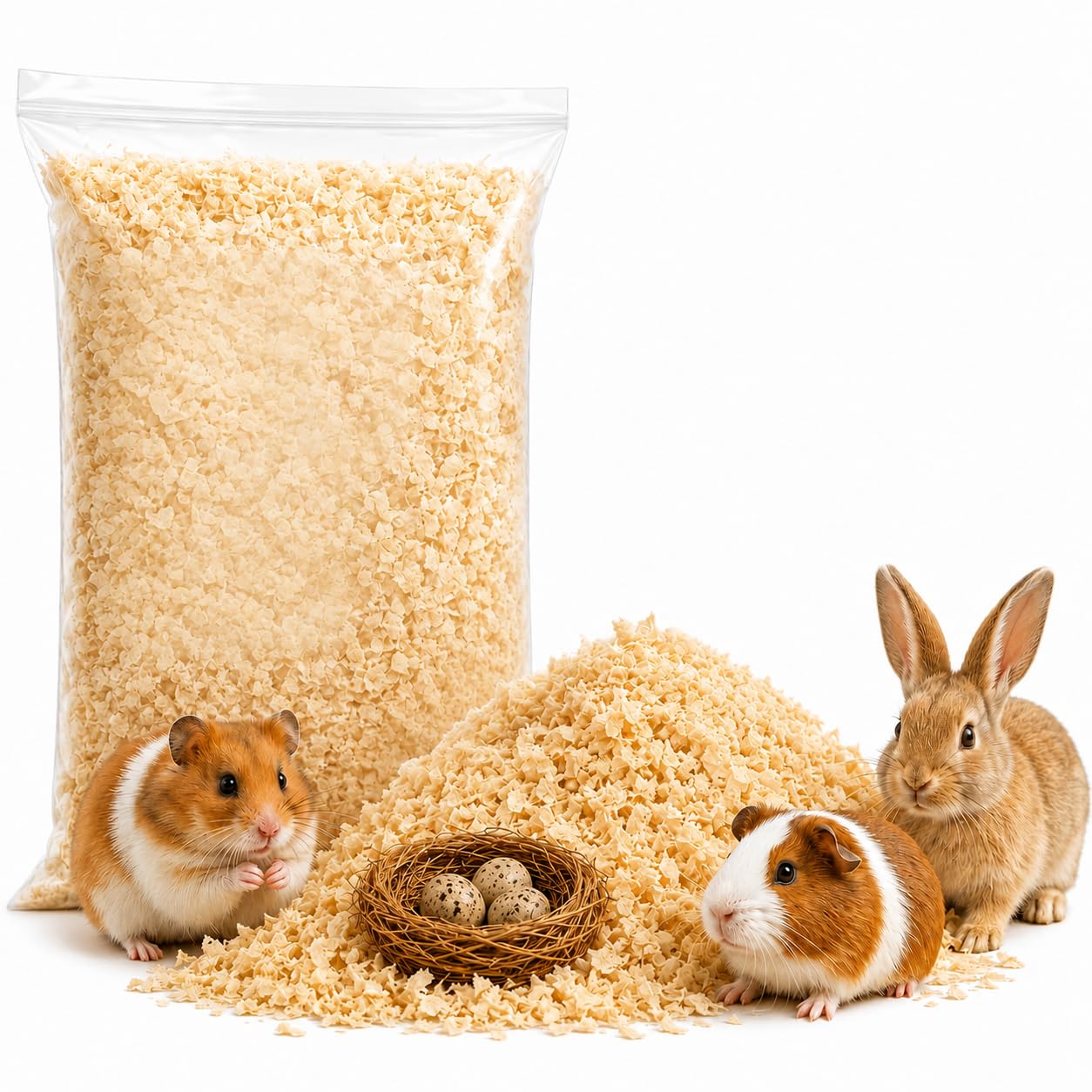 Sparrows Daughter 100% Natural Pine Wood Shavings Bedding | Odor Control High Absorbency Low Dust | Nesting Material for Sparrows Canaries Budgies Hamsters Rabbits Guinea Pigs | 100g