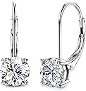 Blahanna Moissanite Earrings,1.0ct-2.0ct D Color Brilliant Round Cut Earring 18K White Gold Plated Sterling Silver Dangle Earrings Moissanite Leverback Drop Earring s