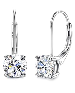 Moissanite Earrings 1 0ct-2 0ct D Color Brilliant Round Cut Earring 18K White Gold Plated Sterling Silver Dangle