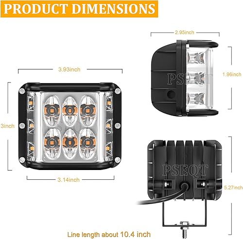 Miniatura 6 de PSEQT Cápsula de luz LED con disparador lateral, luz estroboscópica doble LED para todo terreno, luces de trabajo de advertencia de emergencia,