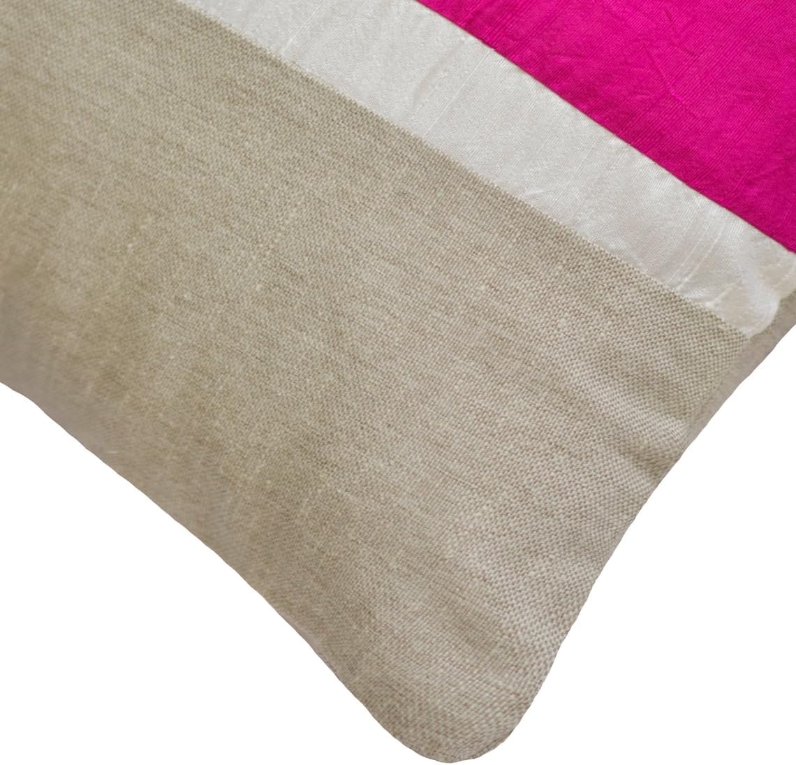 The HomeCentric Decorative Fuchsia 16"x16" (40x40 cm) Throw Pillow Covers, Silk & Linen Patchwork & Colorblock Throw Pillows for Sofa, Solid Color Pattern Modern Easter - Fuchsia Silkastic