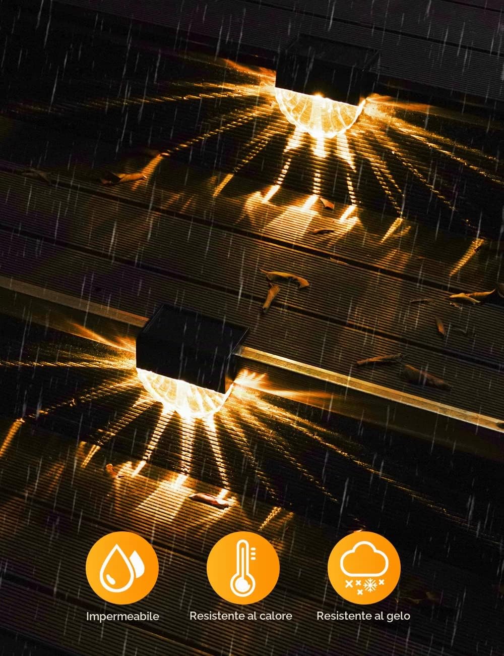 Luci Solari da Giardino, 4Pcs Faretti Solare Led da Esterno, 2 Mode,Bianco Caldo/Colore Lampada da Scale, IP65 Impermeabile Fari Terra per Patio Segnapasso Sentieri Recinzione Balcone Parete