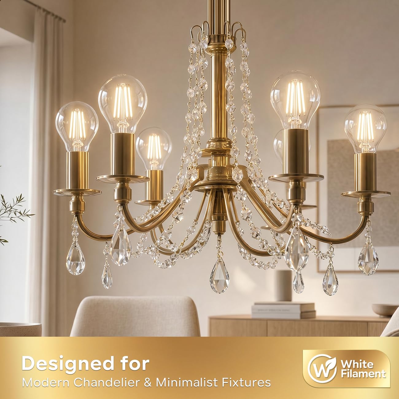 LVWIT Lampadine Filamento LED Attacco E27 G45,Filamento Bianco, 4W Equivalenti a 40W, 470LM, Luce Bianca Calda 2700K, Non Dimmerabile, Alto CRI≥80, Confezione da 6