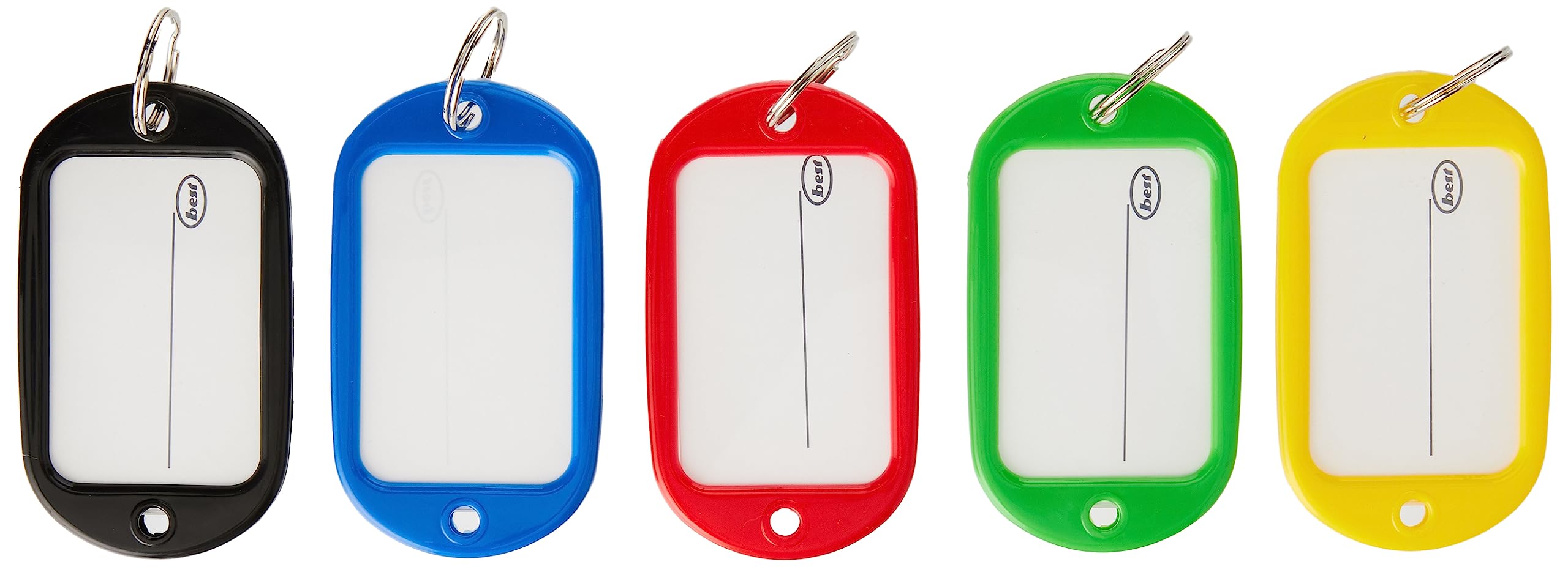 Merriway BH04017 (5 szt.) asortyment breloczków do kluczy z wkładkami do kart, 95 mm x 53 mm (3,3/4 cala x 2,1/20.3 cm) - opakowanie 5 sztuk