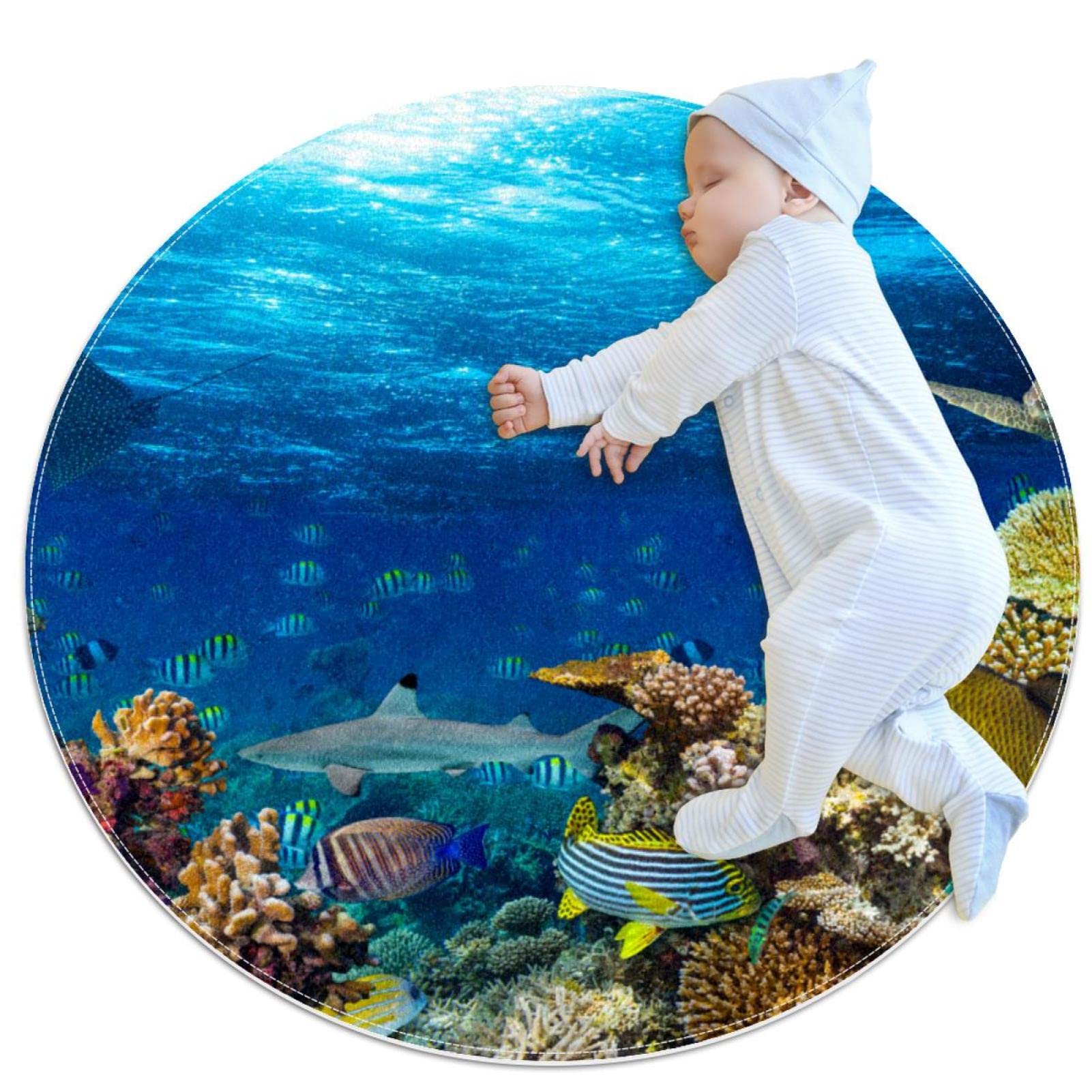 Tapis paysage de récif corallien à motif océanique ultra réaliste JDEZ 100cm