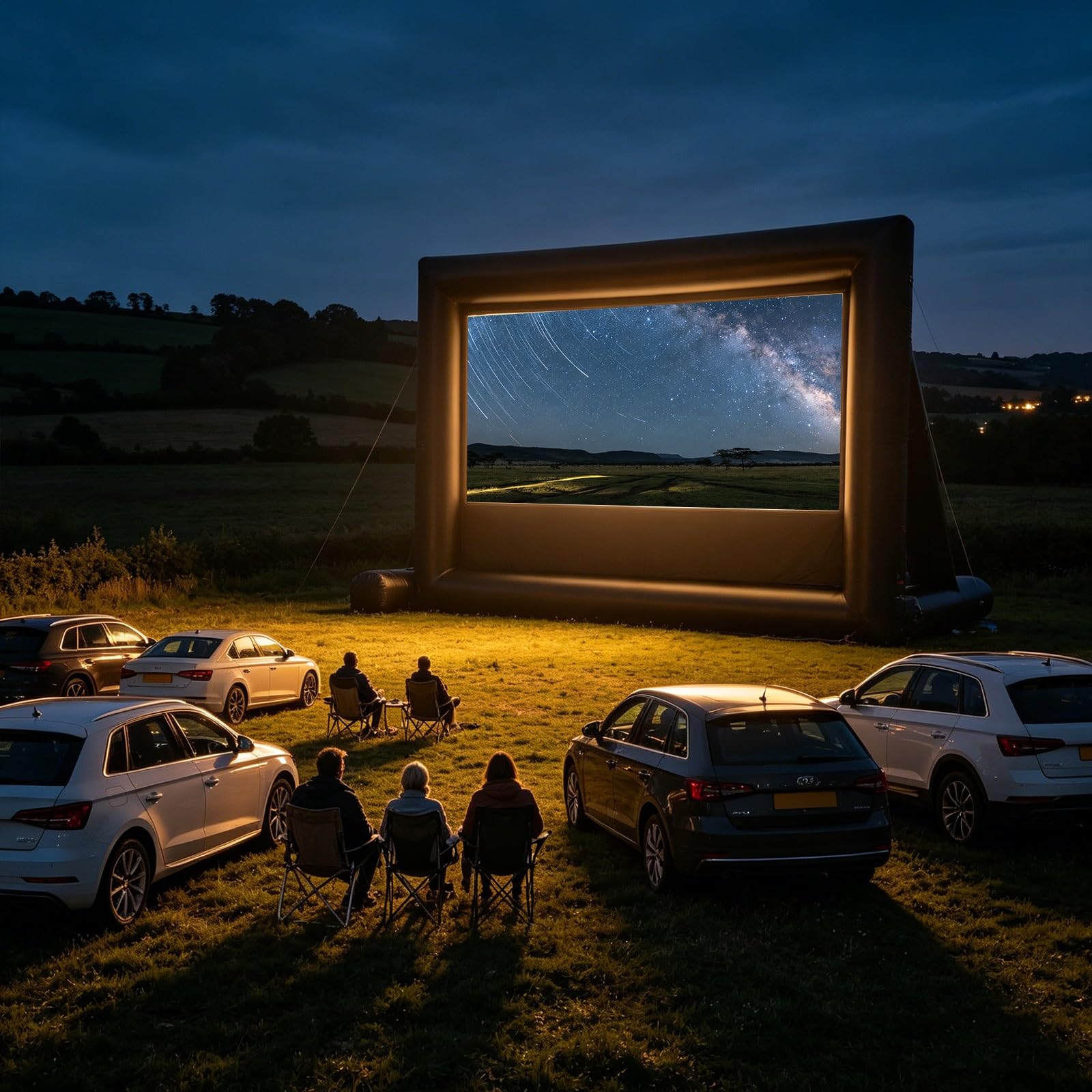 Schermo gonfiabile per film all'aperto, schermo cinematografico portatile a installazione rapida, per feste in giardino, campeggio e riunioni a bordo piscina