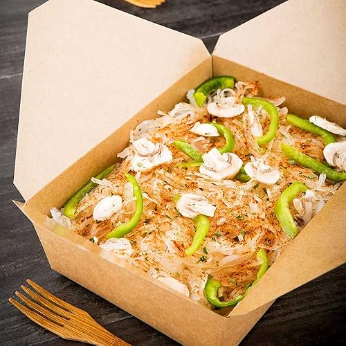 Miniatura 3 de Envase de papel desechable, caja de papel rectangular para llevar, envase de comida de 71 oz # 3 - marrón Kraft - fácil de plegar - ecológico y