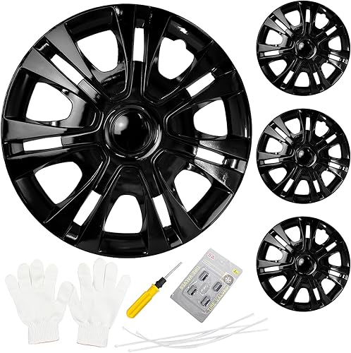 Jacgood Juego de 4 tapacubos de 15 pulgadas, juego de 4 tapacubos R15, kit de cubierta de rueda a presión de 15 pulgadas, cubierta universal de
