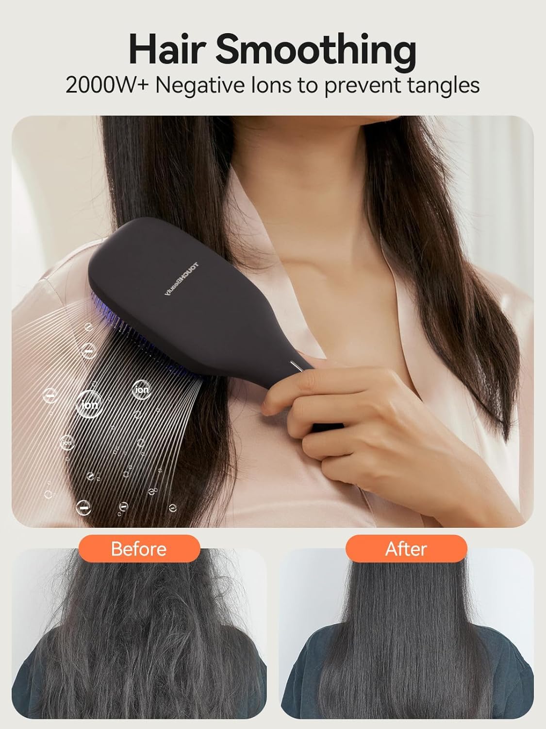 TOUCHBeauty Peine para Crecimiento del Cabello, Cepillo de Masaje 6 en 1 con Luz Roja y Azul para el Cuidado del Cuero Cabelludo, Peine Láser EMS con Iones Negativos para Alisar el Cabello, Recargable