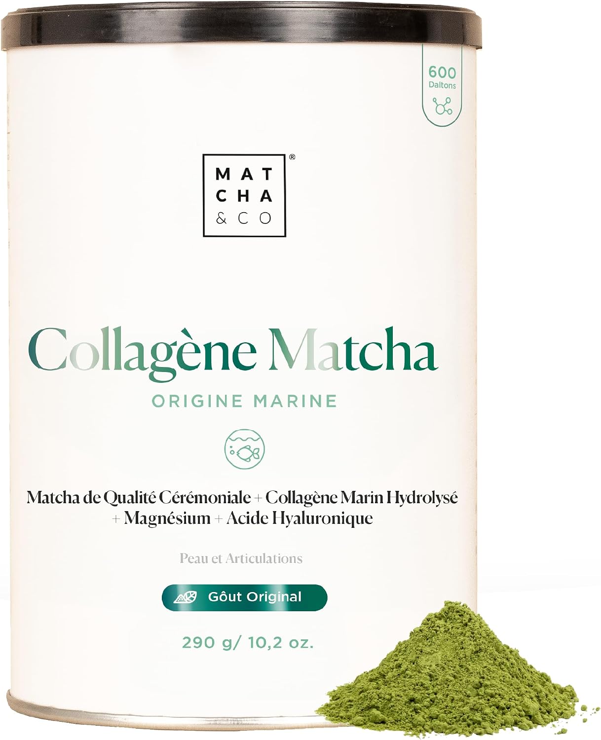 Matcha Collagen. Marine Collagen with Magnesium, Matcha Tea and Hyaluronic Acid. Matcha Lemon Flavour. Joints, Skin and Nails. 296 g. Matcha Collagen Powder (Matcha)
