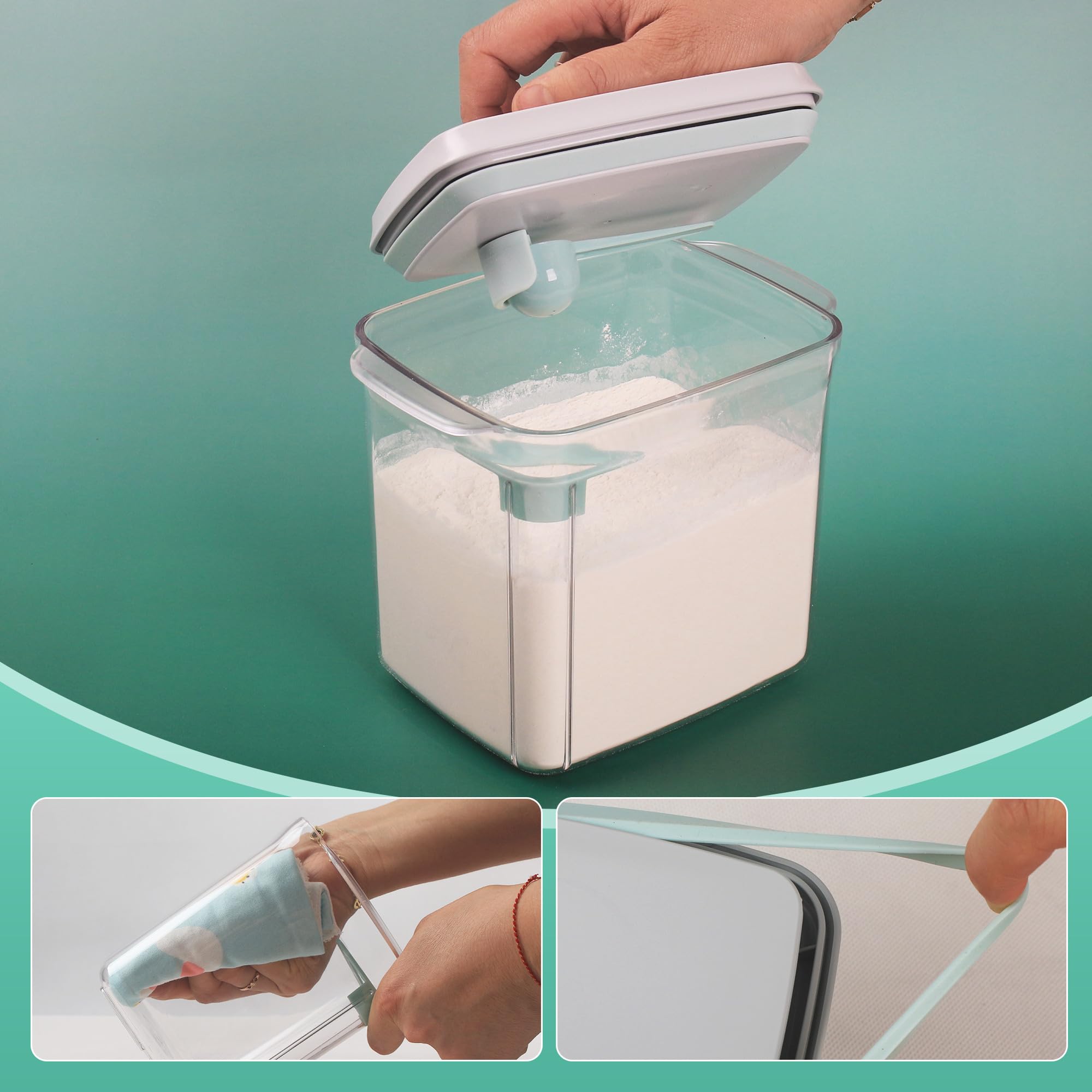 Dispensador de Leche en Polvo de 1700ml Caja de Leche en Polvo Sellada Portátil Con Cuchara Caja Almacenamiento Leche en Polvo Para Almacenar Leche en Polvo,Confitería,Cereales