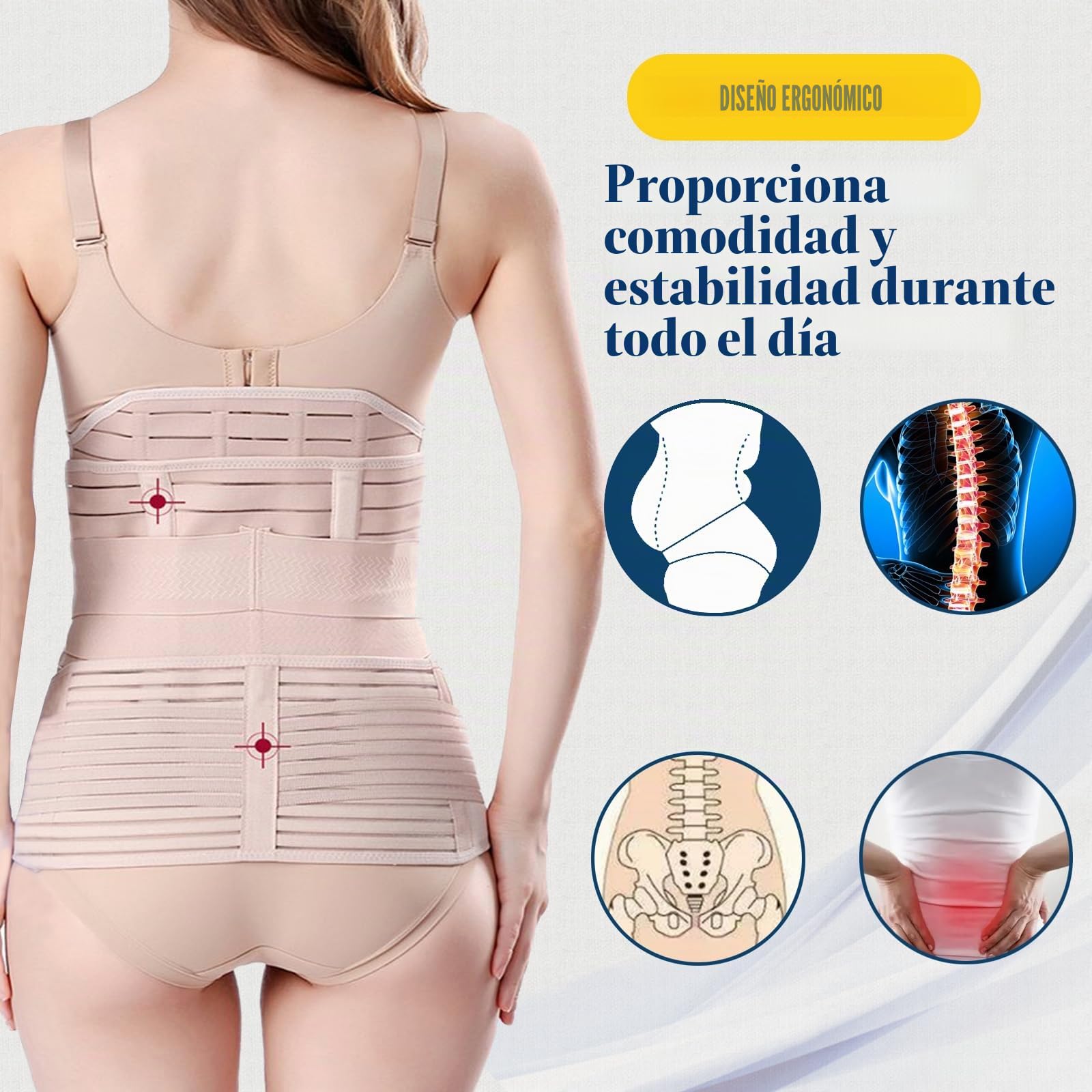 Soporte postparto 3 en 1 – Recovery Belly/Cintura/pelvis Cinturón Faja adelgazante, Beige, Talla única… (Plus Size (Pack of 1), Beige)