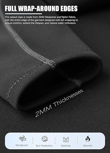 Miniatura 10 de Hevto Wetsuit Tops and Vest for Women 32mm Neoprene Jacket Surfing Swimming Front Zip Wet Suit for Water Sports