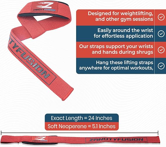 Weight Lifting Straps | Wrist Support Powerlifting Strap | Heavy Duty Gym Bodybuilding Straps Power Deadlift Workout | One Size Fits All