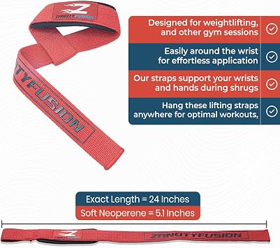 Weight Lifting Straps | Wrist Support Powerlifting Strap | Heavy Duty Gym Bodybuilding Straps Power Deadlift Workout | One Size Fits All