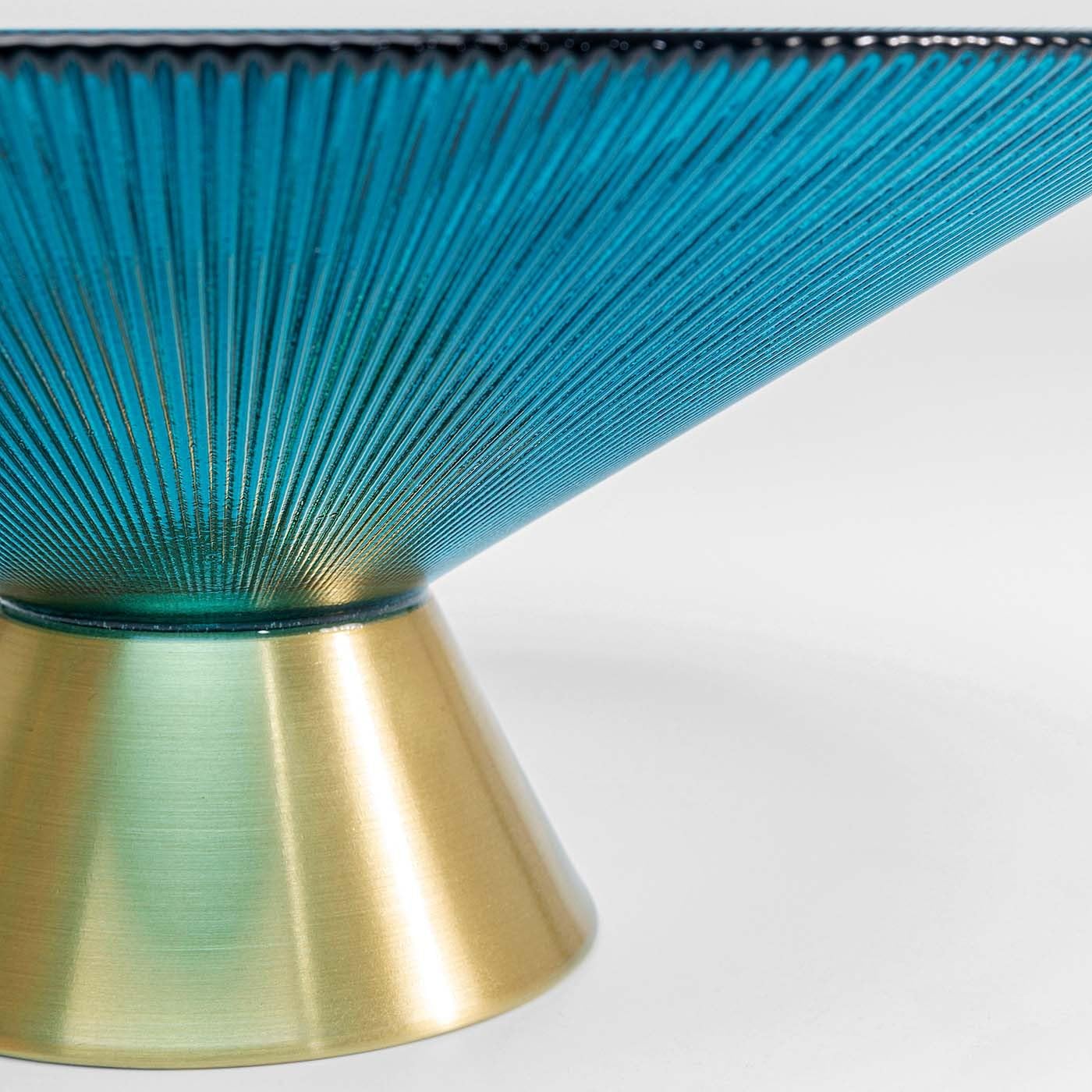 Kare Design ciotola Birdie, azzurro/oro, piatto fondo decorativo di vetro, portafrutta, portaoggetti, diametro 26 cm, tavolo da pranzo, consolle, soggiorno, stile art deco, glam, 11x26x26 cm