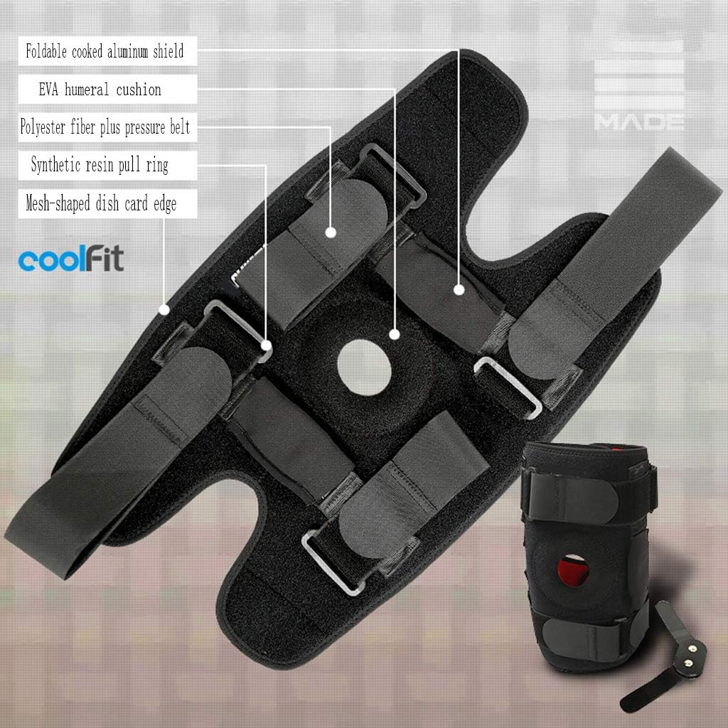 momowu 1PCS Hiking Cycling Knee Support Protector with Removeble Aluminum Plate 4 Straps for Mountaineering Knee Joint Restore