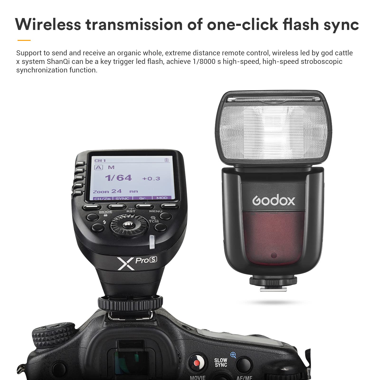 Godox V850III Flash pour Caméra, GN60 Speedlite 450 Flashs à Pleine Puissance, Recharge 1,5s, HSS 1/8000s pour Appareil Photo Canon Nikon Sony Fuji Olympus Panasonic