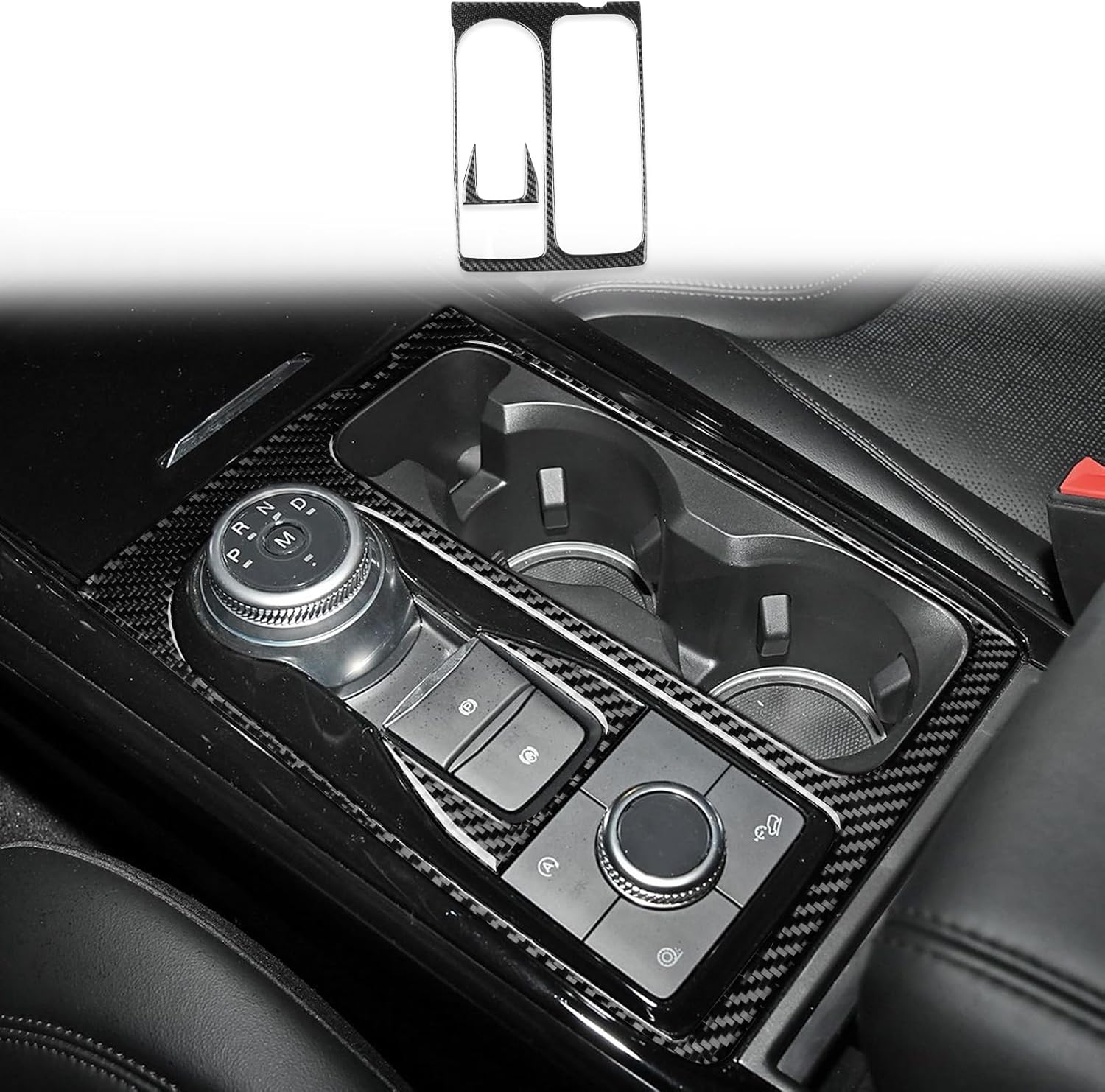 Premium Real Carbon Fiber Compatible with Ford Explorer 2020-2024 2021 2022 2023 Accessories Car Gear Shift Control Anti-Scratch Trim Frame Cover Interior Trim Sticker Decal Black 2PCS