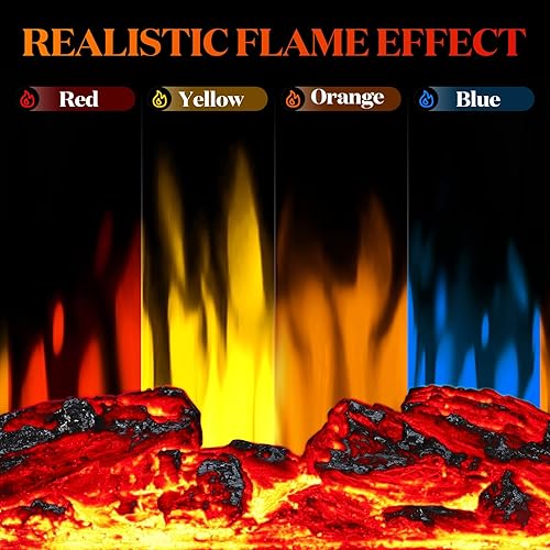 Miniatura 3 de Calentador eléctrico de chimenea, estufa de chimenea infrarroja de 1500 W con llama 3D, chimenea eléctrica de 5100 BTU con control remoto, 16