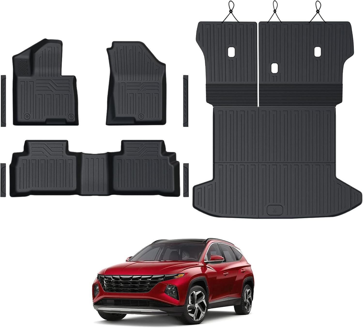 Item similar to photo) Floor Mats Set for 2022-2025 2026 Hyundai Tucson Gas (Not fit Hybrid), Full Coverage All Weather Floor Mats Cargo Mat with Backrest Protectors & Door Sill Guards for Tucson Accessories