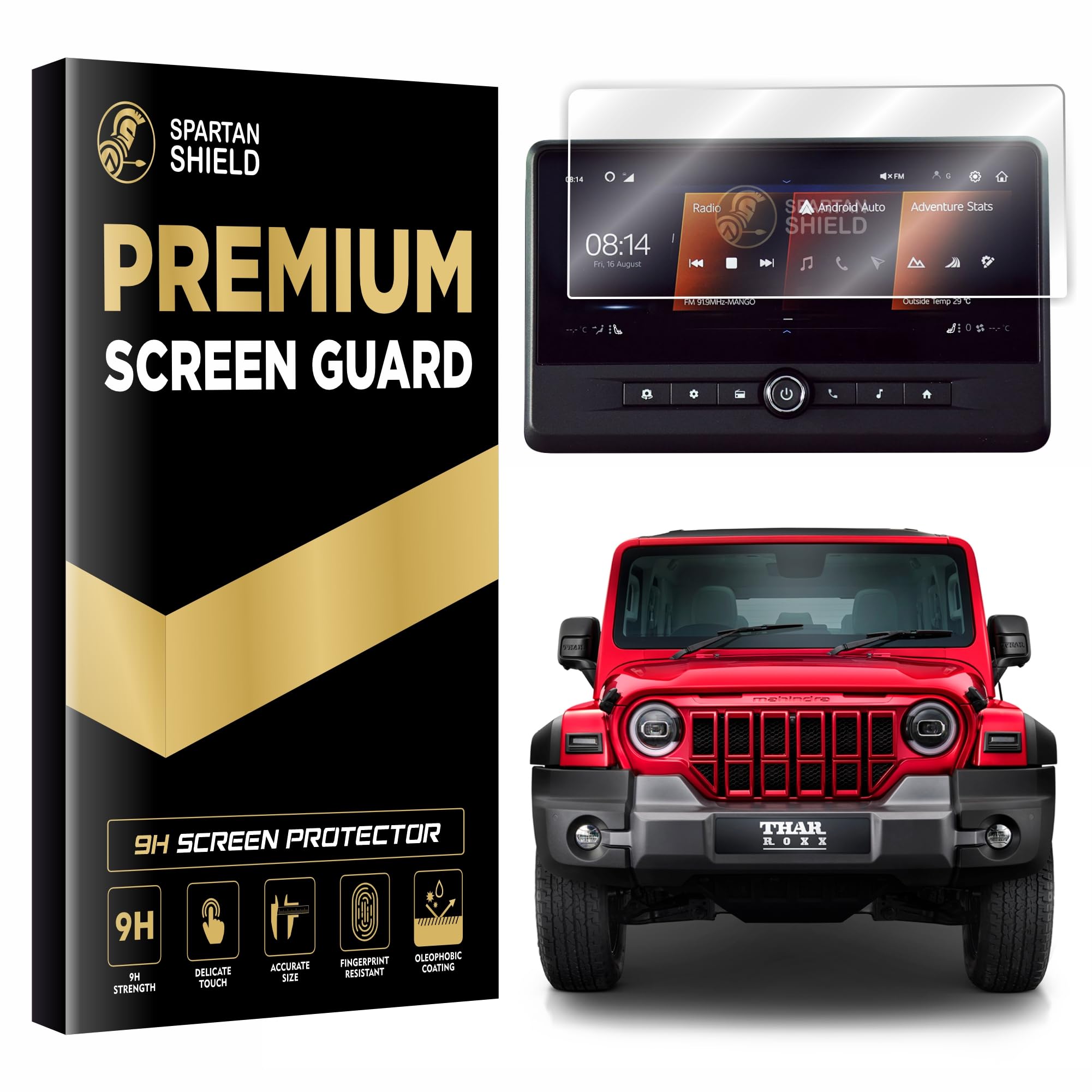 SPARTAN SHIELD Screen Guard for MAHINDRA THAR ROXX 2024 || 10.25 INCH INFOTAINMENT Display Protector | MX1 MX3 MX5 AX3 L AX5 L AX7 L 4x2 4x4 Variants | Music Stereo Car Accessory [Not Tempered Glass ]