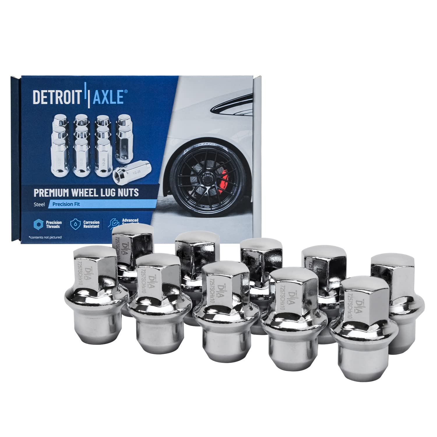 Detroit Axle - Wheel Lug Nuts for Dodge Grand Caravan Chrysler Town & Country Volkswagen Routan Ram C/V, 10 Wheel Lug Nuts Replacement