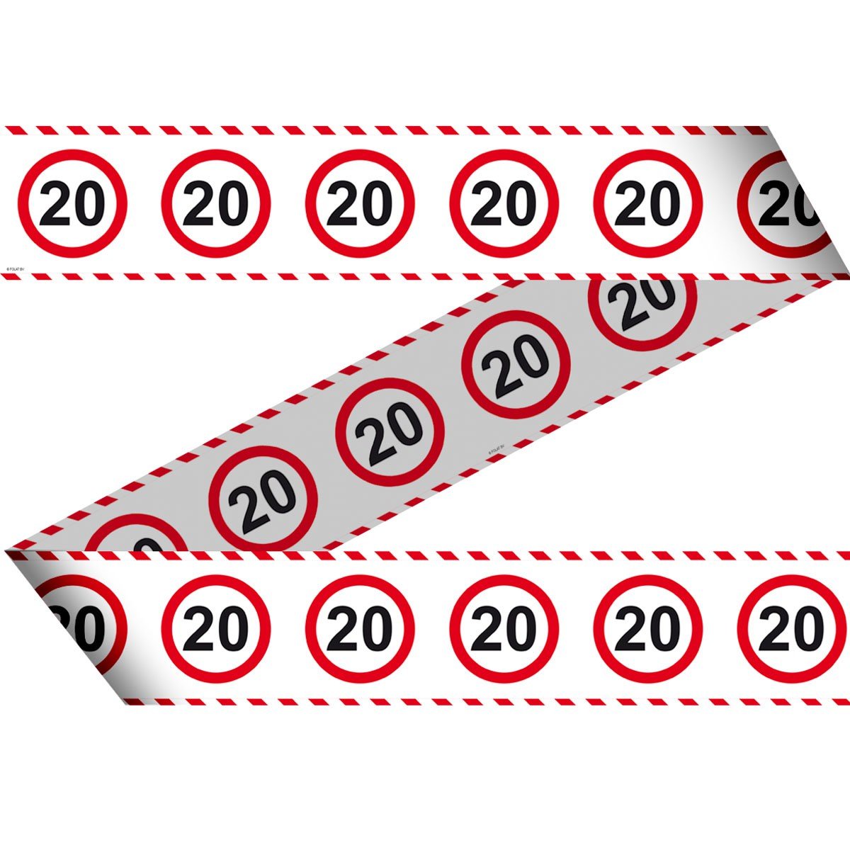 Folat 28420 20th Birthday Traffic Sign Barricade Tape-15 m, Multi Colours, Länge: 15m Breite: 7,5cm