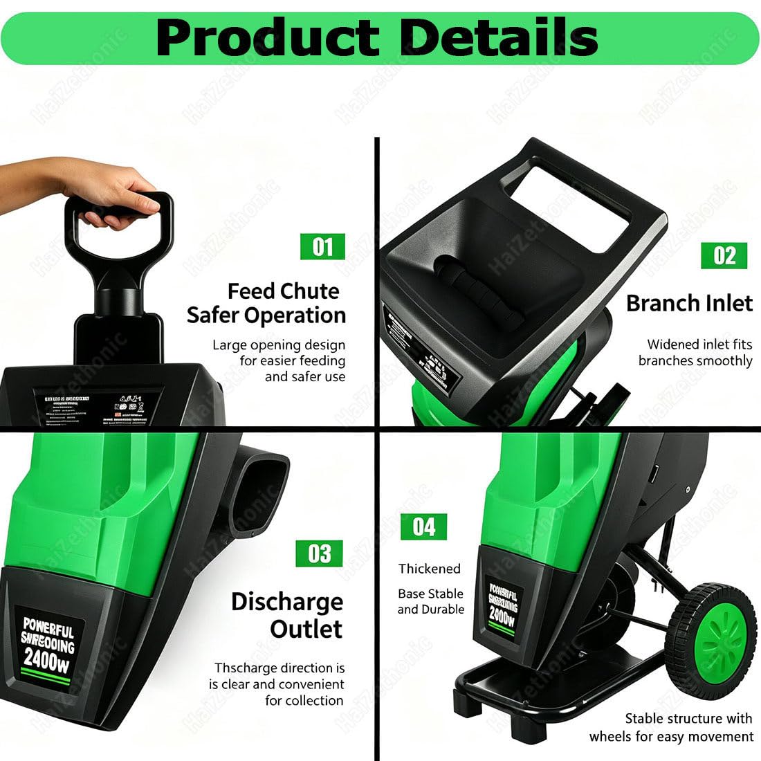 Biotrituratore Elettricocon Doppie Lame,4500 Giri/min 30mCable
