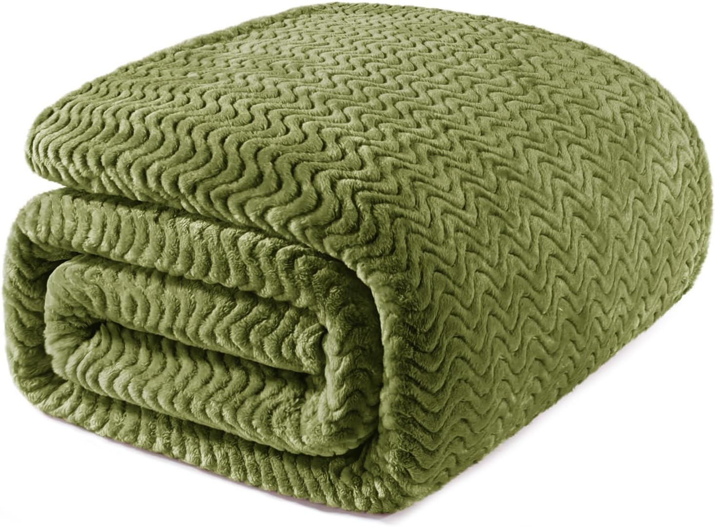 Exclusivo Mezcla Soft Fleece Blanket Twin Size Olive Green