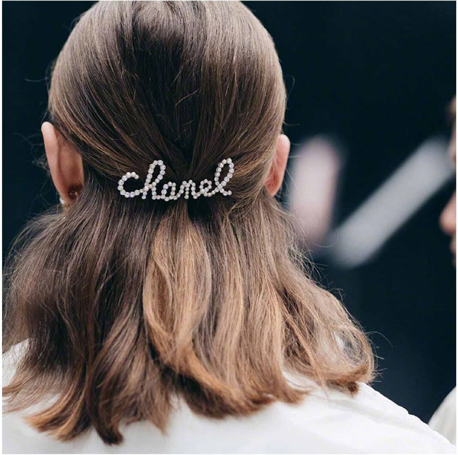Iaceble Bohemia Crystal Letter Hairclip Barrette Gold Cz Hair Barrette Pin Large Letter Hairpin Clips Rhinestone Weddings Bridal Hair Clips Decorative Hair Accessories for Women and Teen Girl