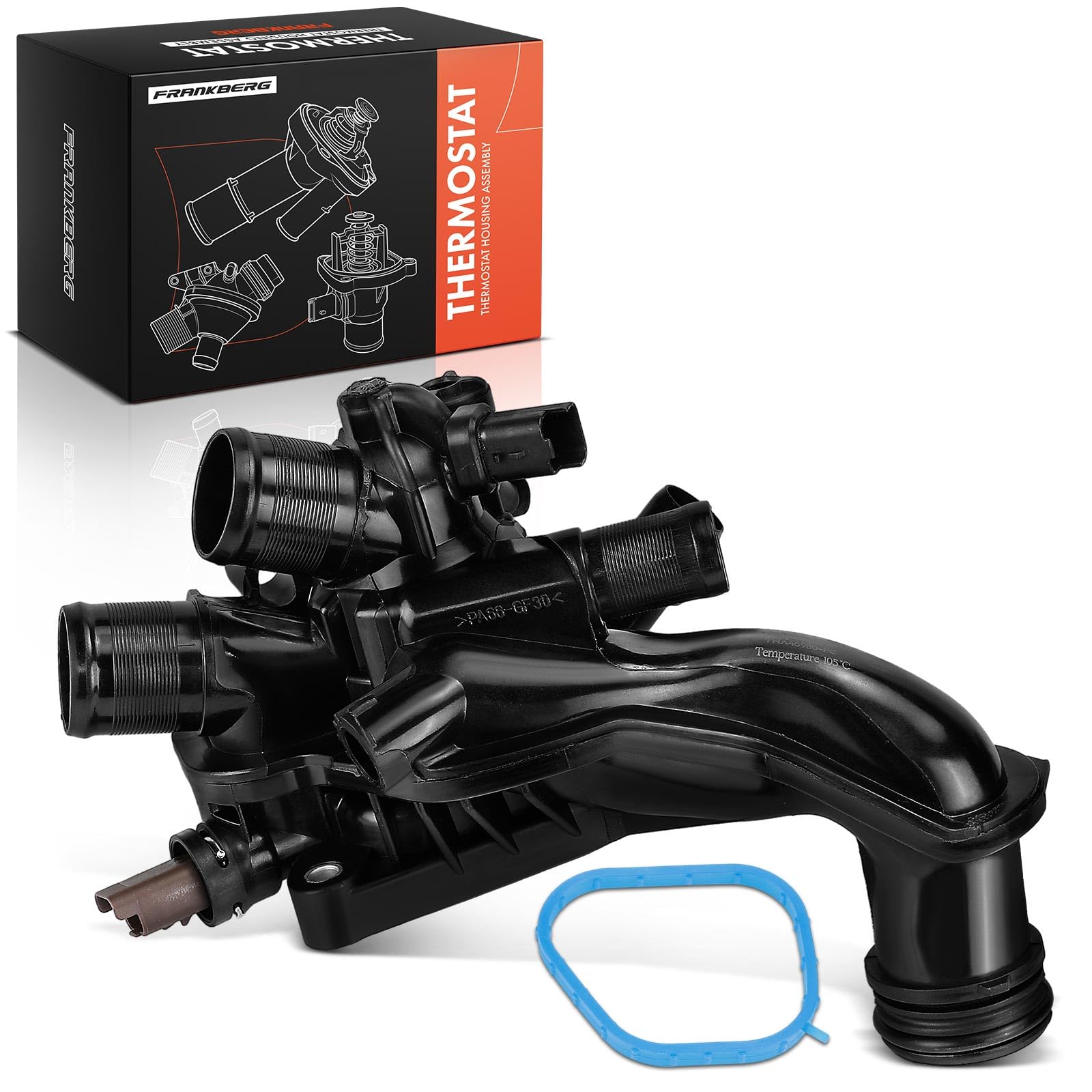 Frankberg Termostato del liquido di raffreddamento 82°C a 2 Poli | 9808646980, Compatibile con: Berlingo Box/MPV B9, C4 I LC, C3 Picasso SH, 207 Box/Hatchback WA WC, Tenda tepee per partner