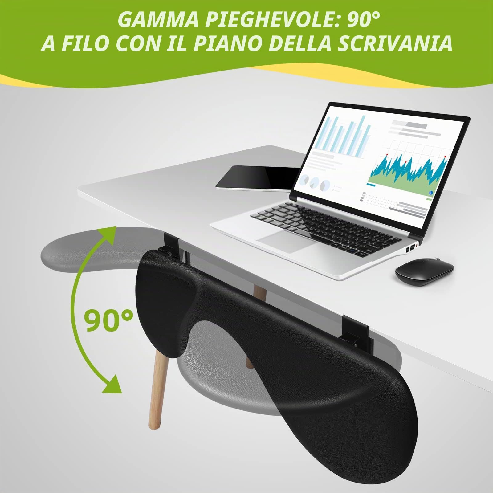 Ergonomics Espansione per scrivania, pieghevole, supporto per gomiti, supporto per tastiera per computer, estensione da tavolo per lavoro, apprendimento e gioco