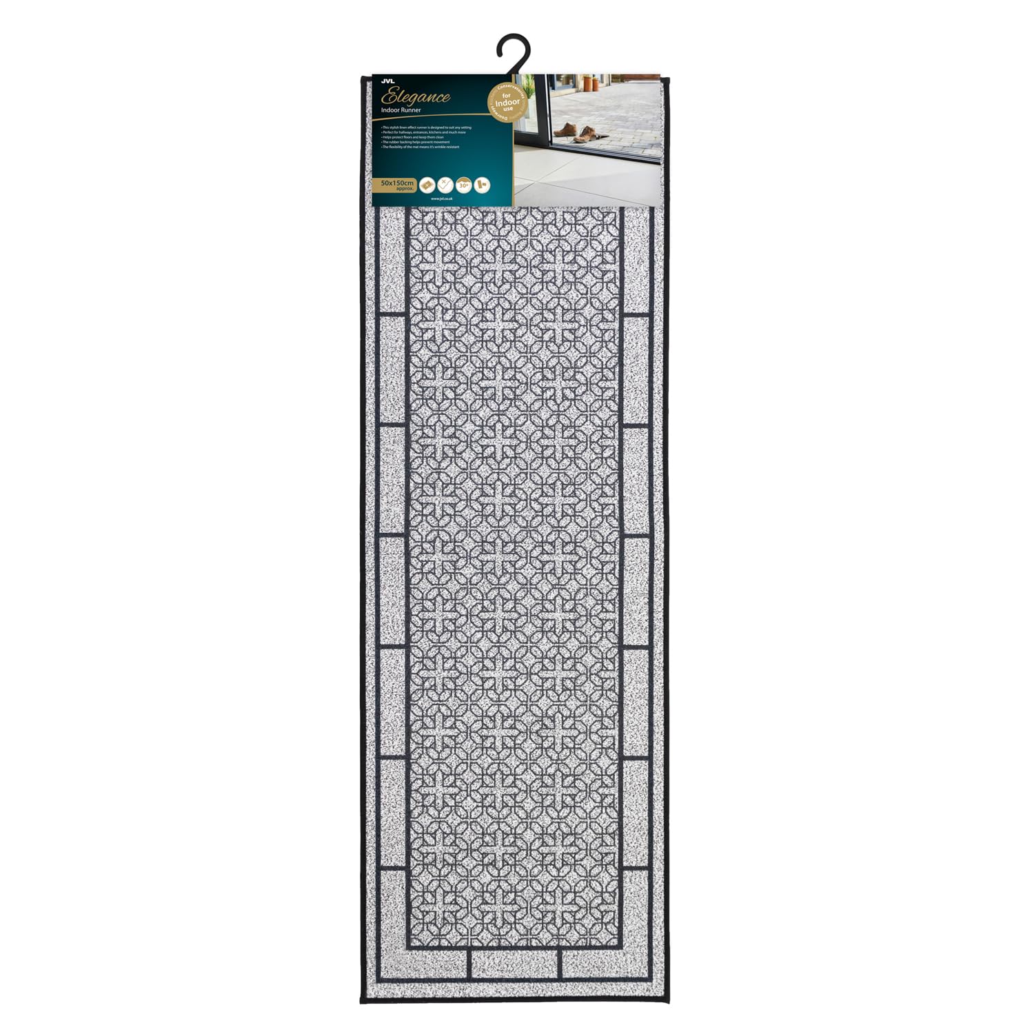 Jvl Avanti Machine Washable Entrance Runner Grey 50X150cm