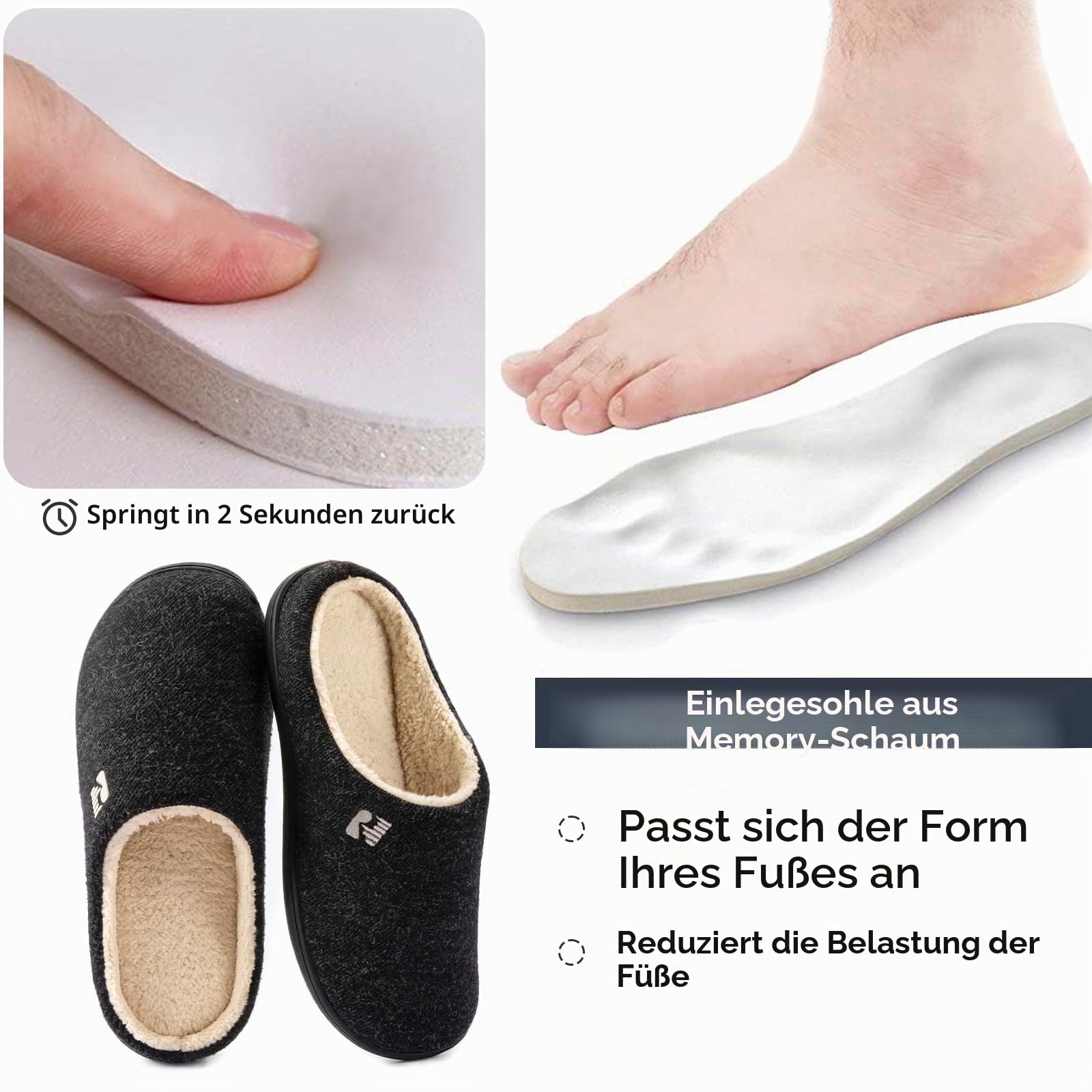 RockDove Herren Hausschuhe mit Sherpa-Futter und Memory-Schaum
