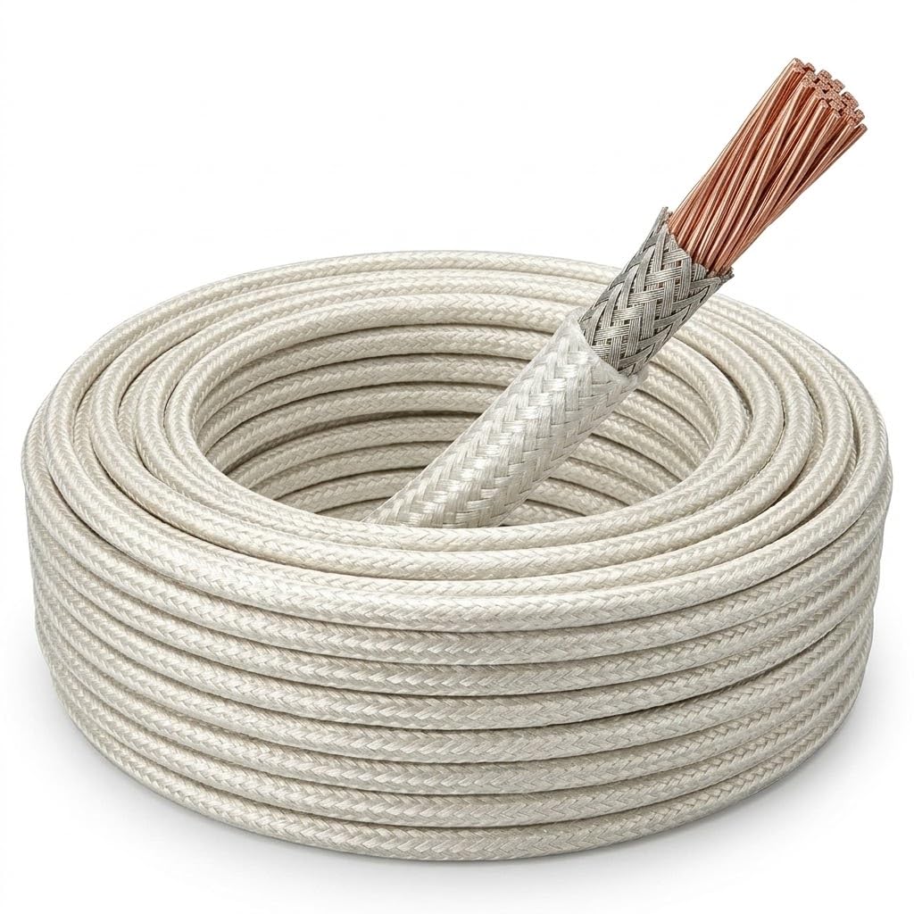 Drumstone (𝗦𝗽𝗲𝗰𝗶𝗮𝗹 𝟱 𝗬𝗲𝗮𝗿𝘀 𝗪𝗮𝗿𝗿𝗮𝗻𝘁𝘆) 10m Heavy Duty 6mm Fiberglass Braided Wire, High-Temperature 10mm² Heat Resistant Copper Cable, Fireproof Wire for Industrial Heating Coils-image-17