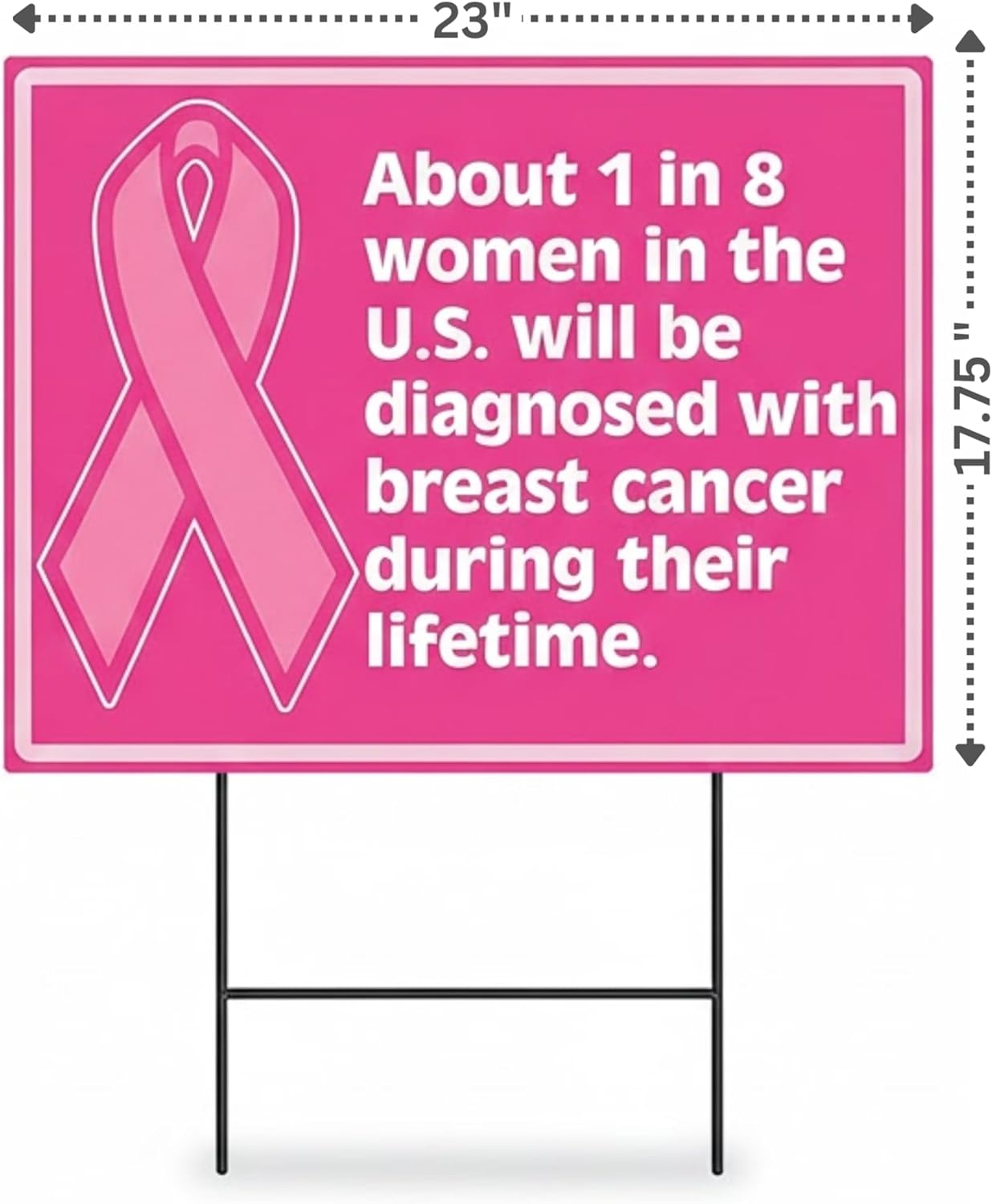 Fun Express Breast Cancer Awareness Facts Yard Signs (Set of 6) Pink Ribbon Supplies