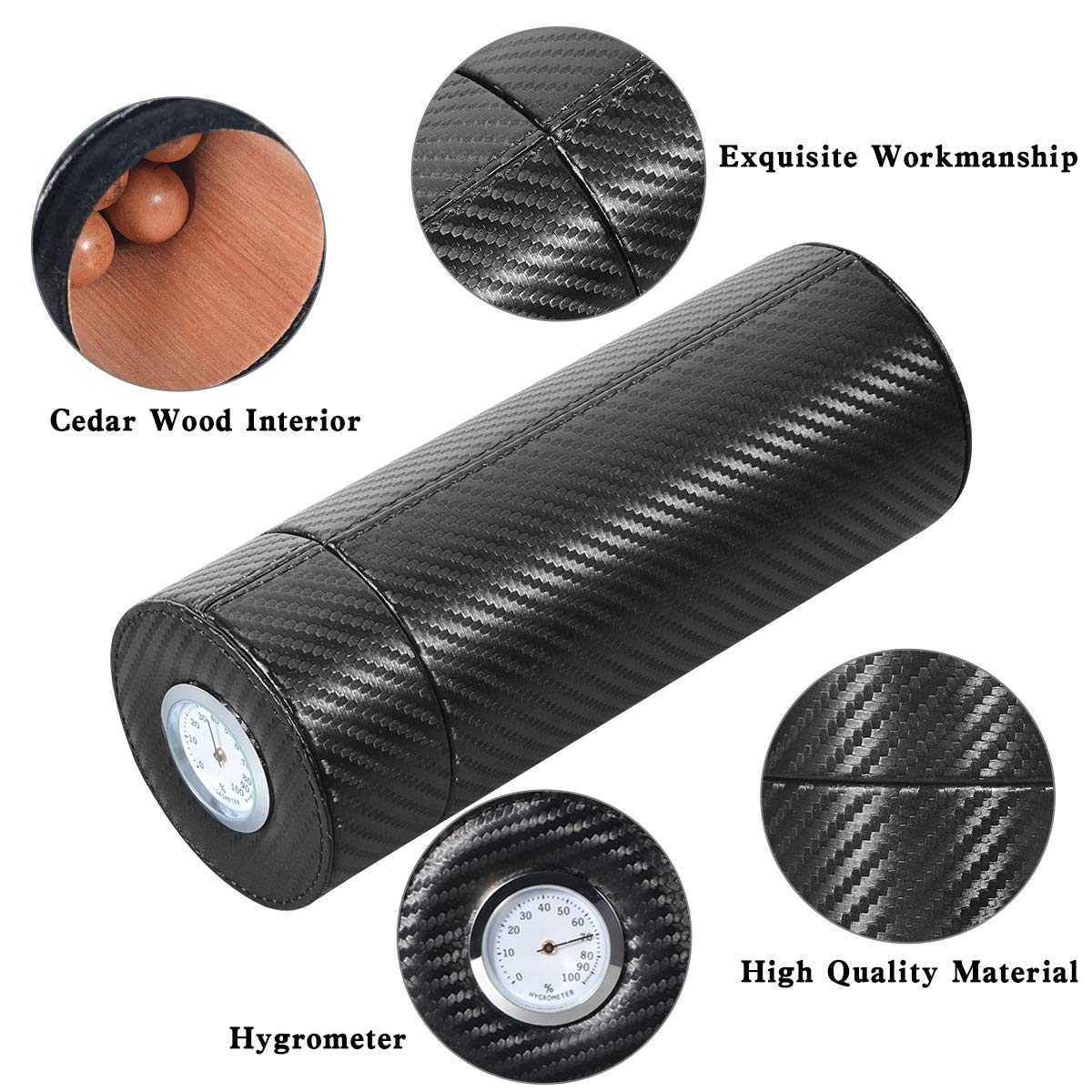 Travel Cigar Case with 100 Real Cedar Lined, Cigar jar humidor