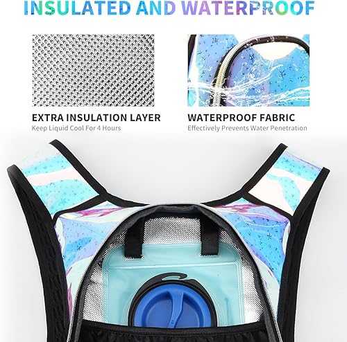 Miniatura 4 de Mochila de hidratación rave, paquete de hidratación para festivales con vejiga de agua de 2 L, mochila de agua ligera, bolsa de hidratación