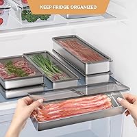 Vista 7 de Freshmage Recipiente de tocino para refrigerador, 1 paquete de acero inoxidable 304 hermético para almacenamiento de carne de delicatessen