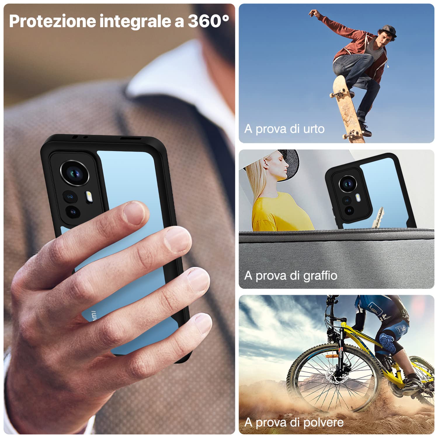 COMAKU Cover 360° Antiurto Per Xiaomi Mi 12T / 12T Pro 5G – Doppio Bumper Trasparente Con Protezione Schermo Integrata - Rosso - 2