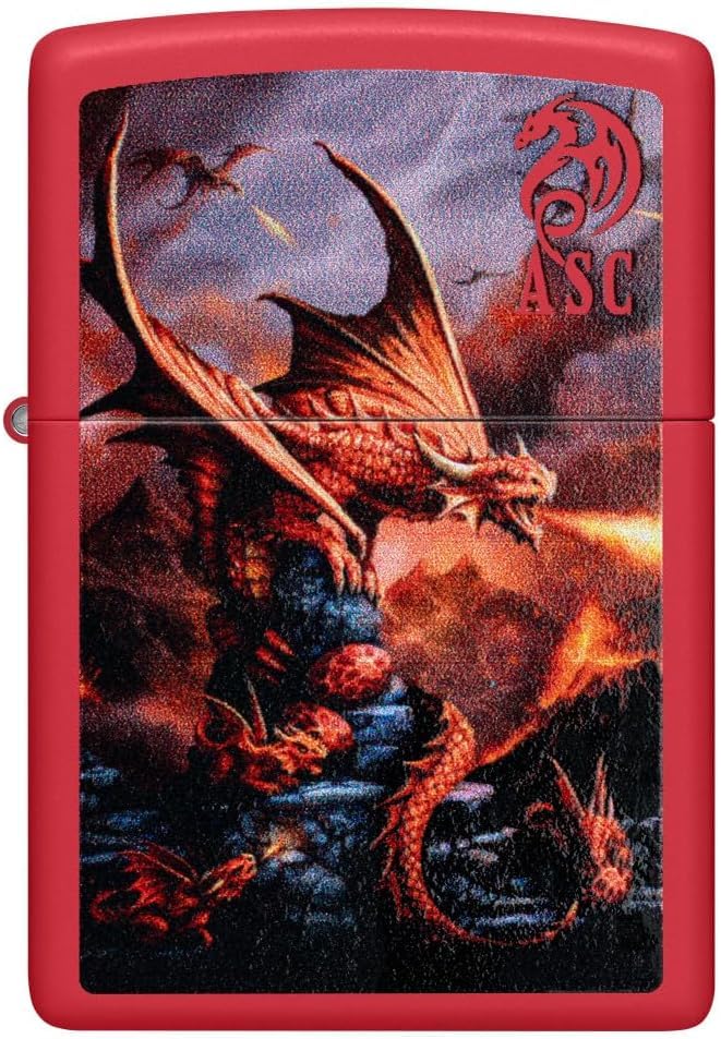 Encendedor Zippo con grabado personalizado diseño dragón rojo mate miniatura 4