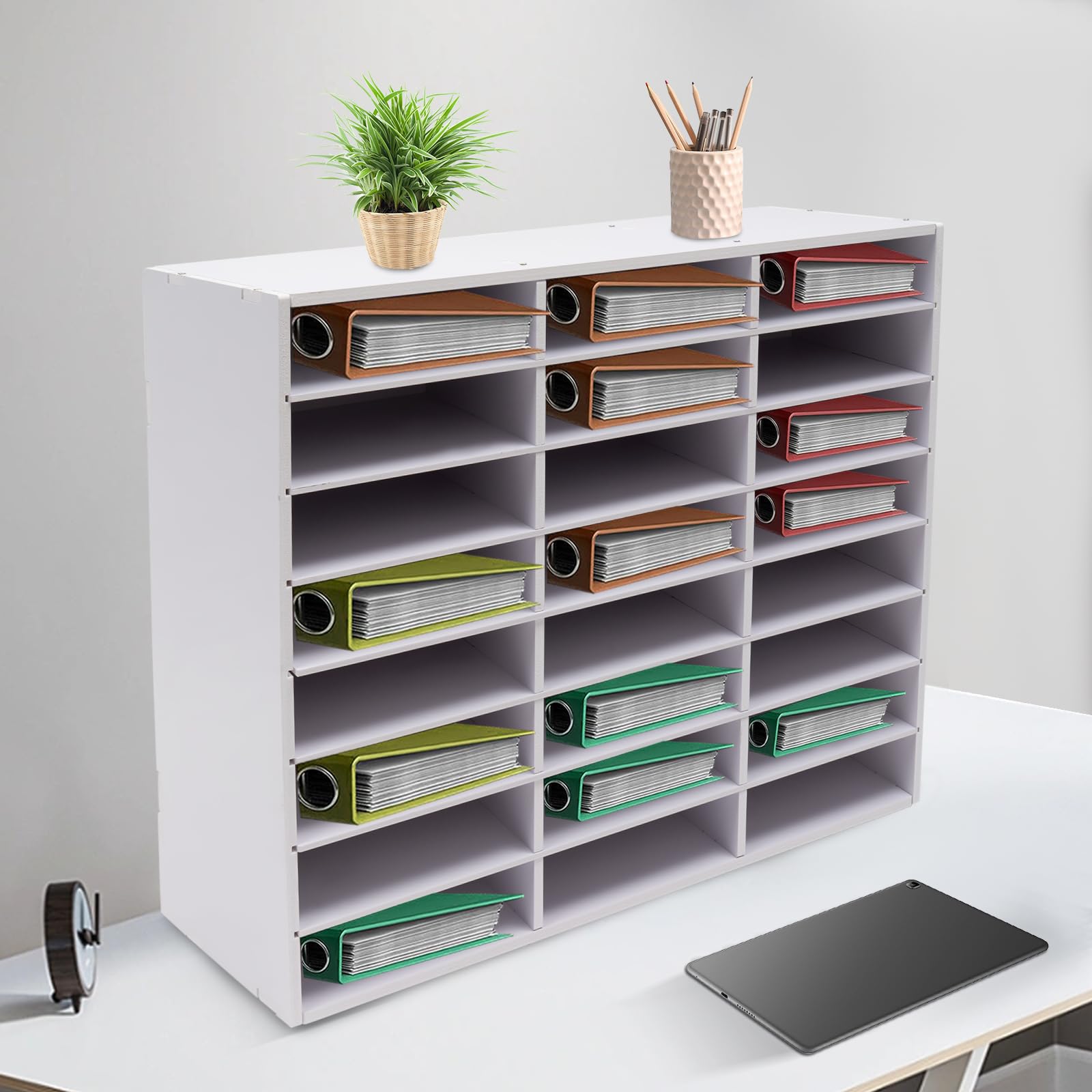 Organizer da scrivania a 24 scomparti, formato A4, per file, cartelle, lettere, carta, pannello in PVC