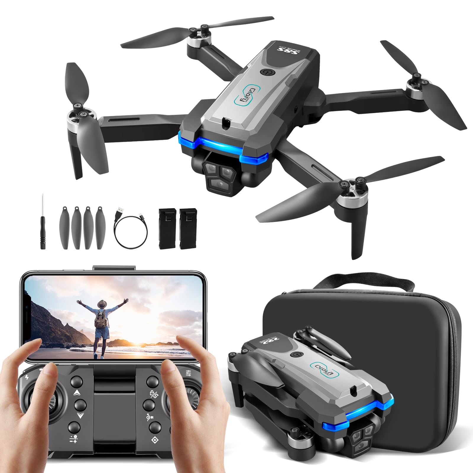 Drone com Câmera 6K LS-S8S Drone Profissional FPV | com Controle Remoto e 2 Baterias,