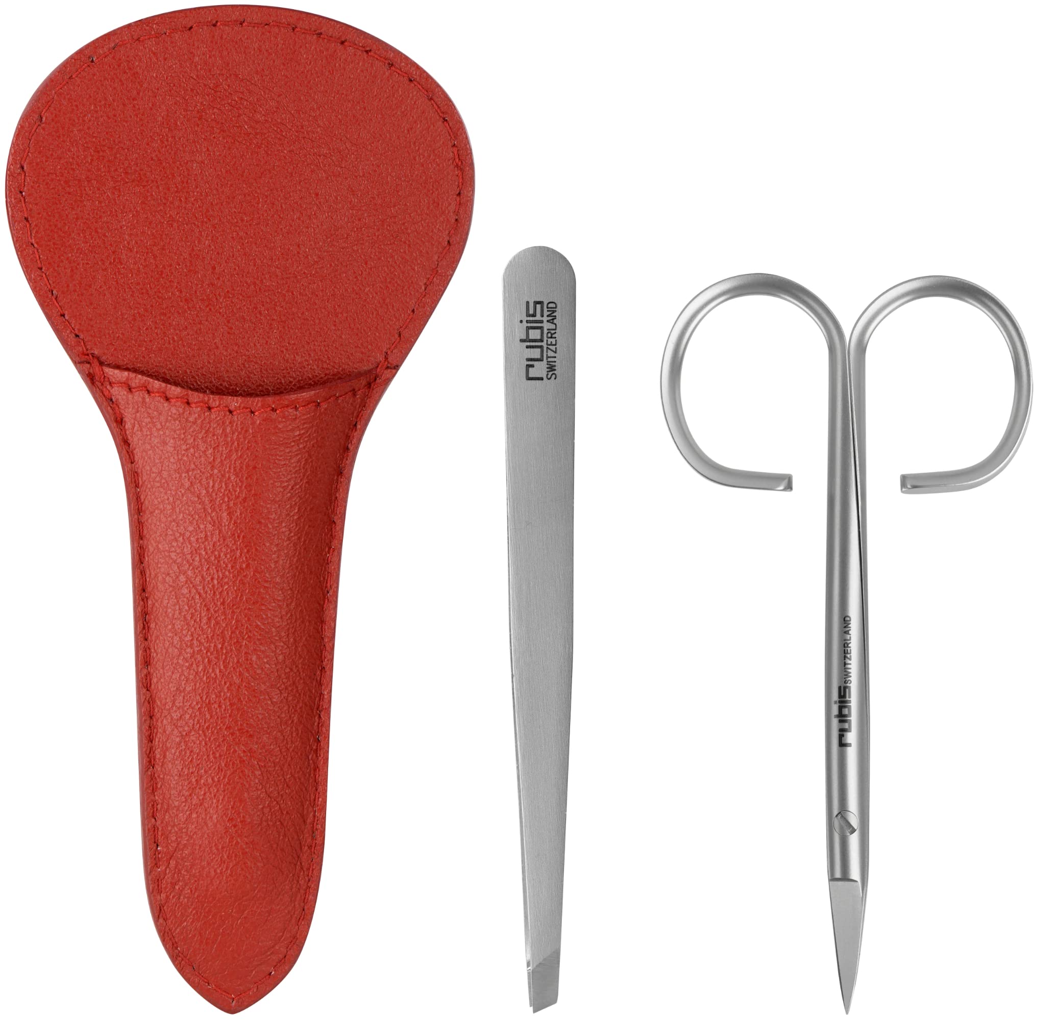 Rubis Zestaw do manicure z nożyczkami do paznokci i pęsetą do wyrywania brwi – mały zestaw 2-częściowy – zestaw do pielęgnacji paznokci i etui na pęsetę