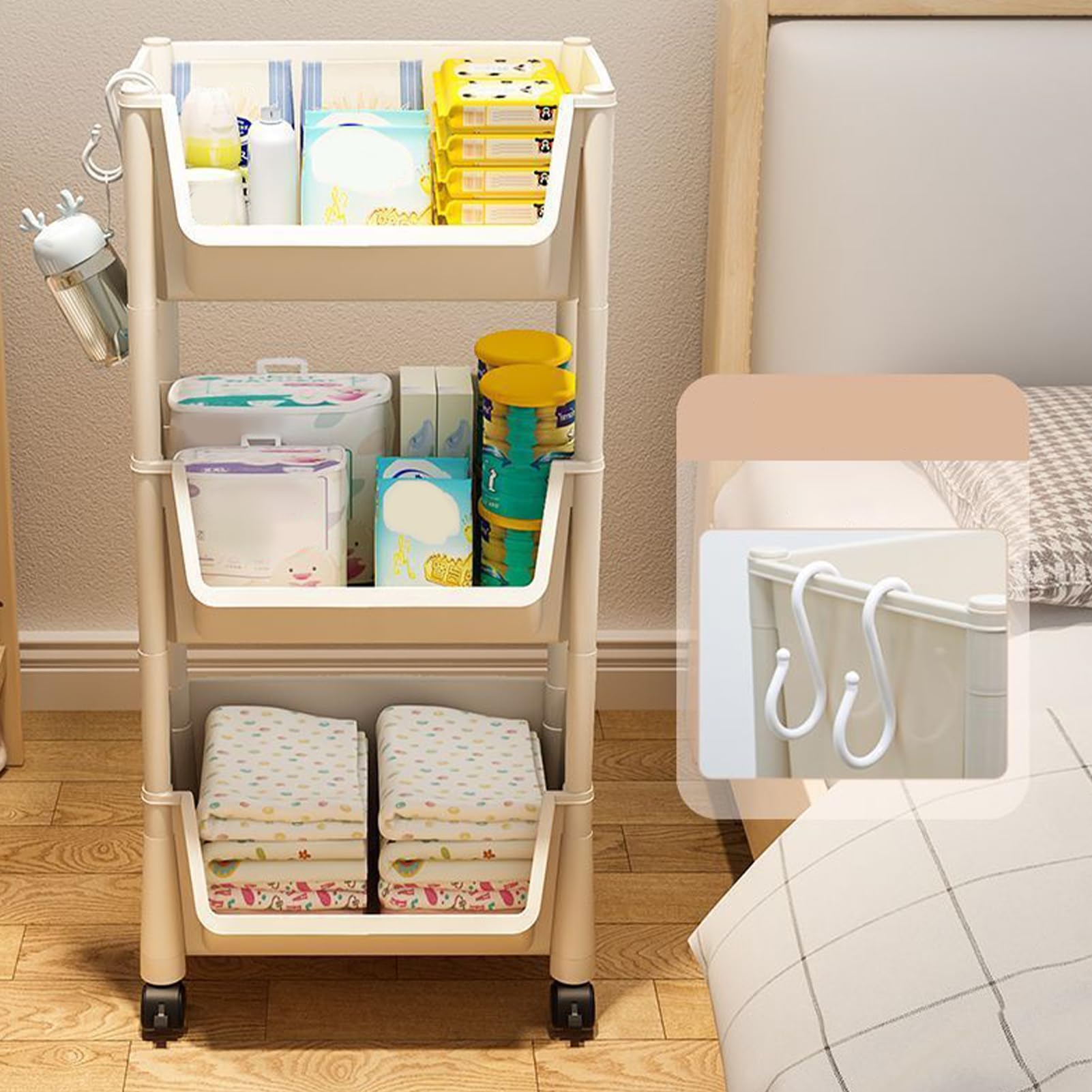 Chariot à livres à roulettes | Chariot de rangement de livres multi-couches | Chariot d'organisation multifonction pour chambre d'enfant, salon, papeterie et jouets